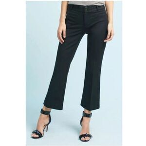 ANTHROPOLOGIE The Essential Flare Crop Pants Navy Blue Cotton Blend Women Sz 0